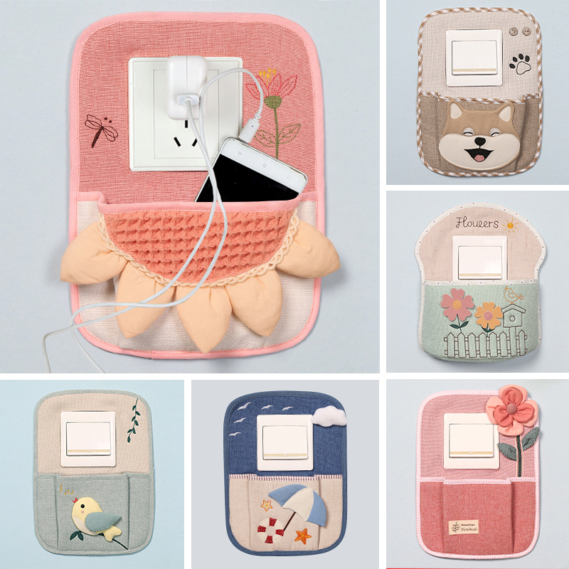Simple modern switch protective cover Fabric switch wall sticker socket cover mobile phone home living room decoration cute