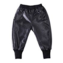 New childrens clothing Winter new children Design Leather Pants Han Edition Boy Bunches Pants Pu Leather Khaelen Pants