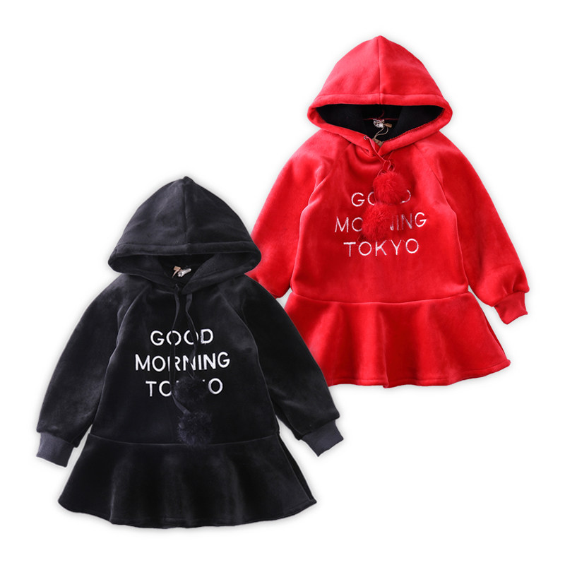 Korean version of children's clothing Winter girls' double-sided velvet thickened thick cotton T skirt Korean version of the sports style casual dress
