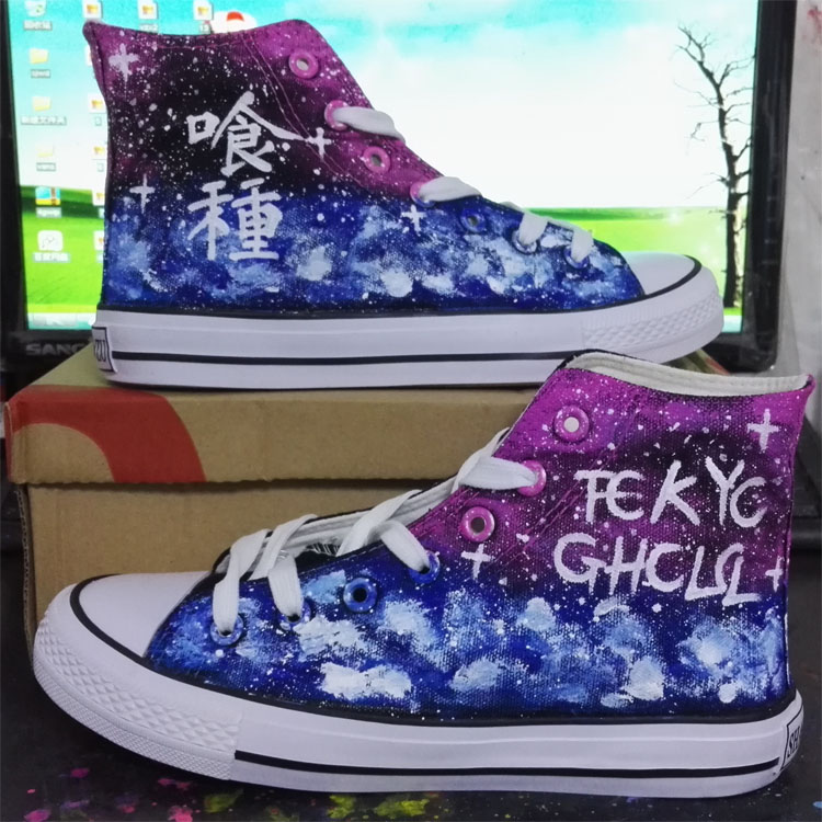DIY Tokyo Ghouls shoes giày vải vẽ tay Gió gió đầy sao những người yêu thích graffiti giày nam và nữ giày sinh viên xtep nam