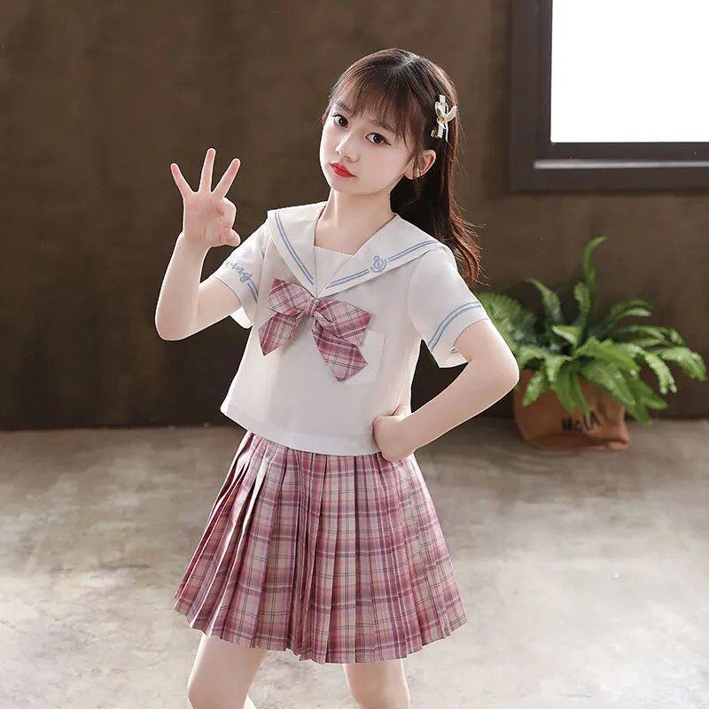 Girl Spring Autumn Dress Jk Uniform 2022 New Academy Style Sub 100 Plexu Short Skirt Little Girl Foreign Dress Summer