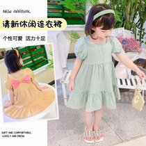 Girl Plaid Dress in dress Summer 2022 New Yangqi Network Red Childrens baby girl Childrens dress Spring Dress Dress