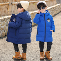 Ballabala autumn Winter Childrens down clothes boy with long style handsome large child thickened up-body white duck suede jacket