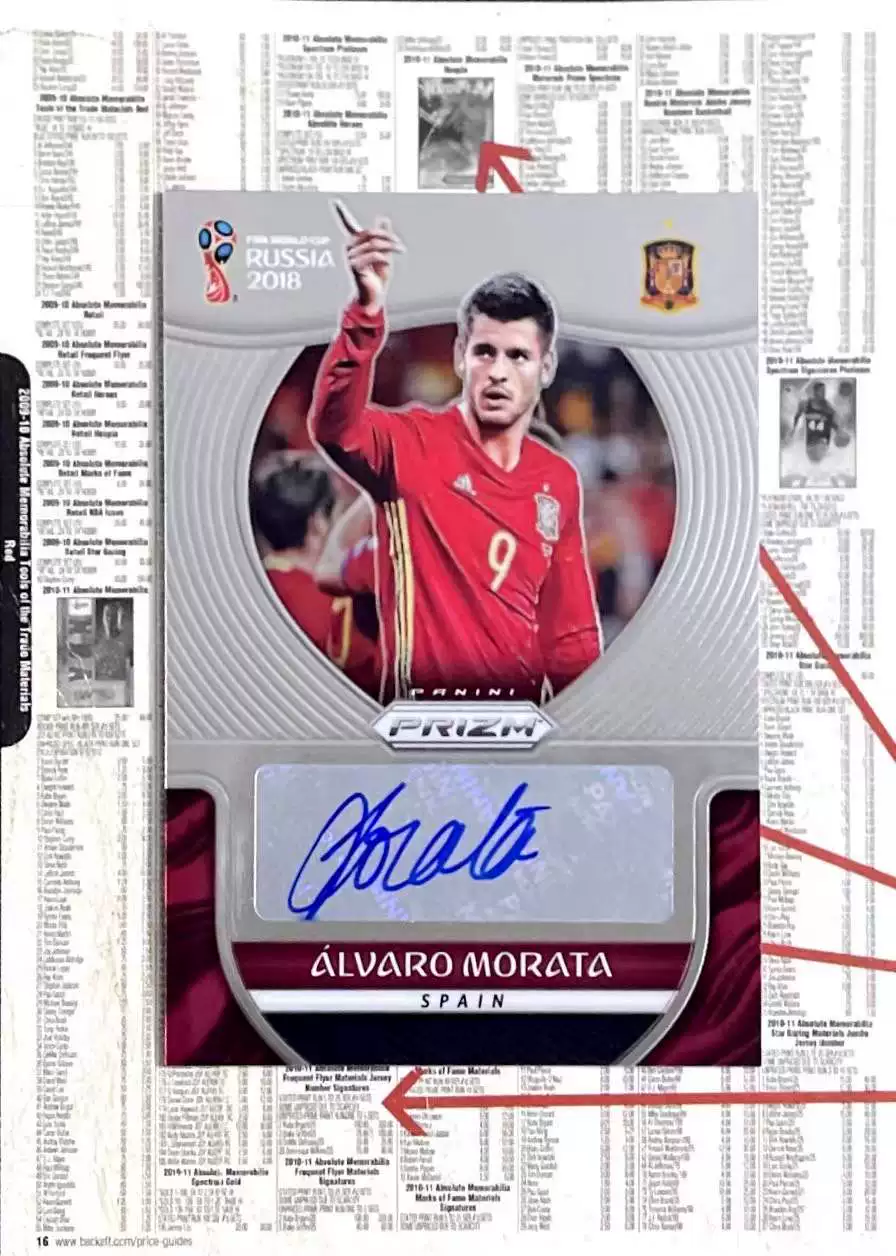 [IR] Футбольная звезда карта Panini Альваро Мората автограф карта