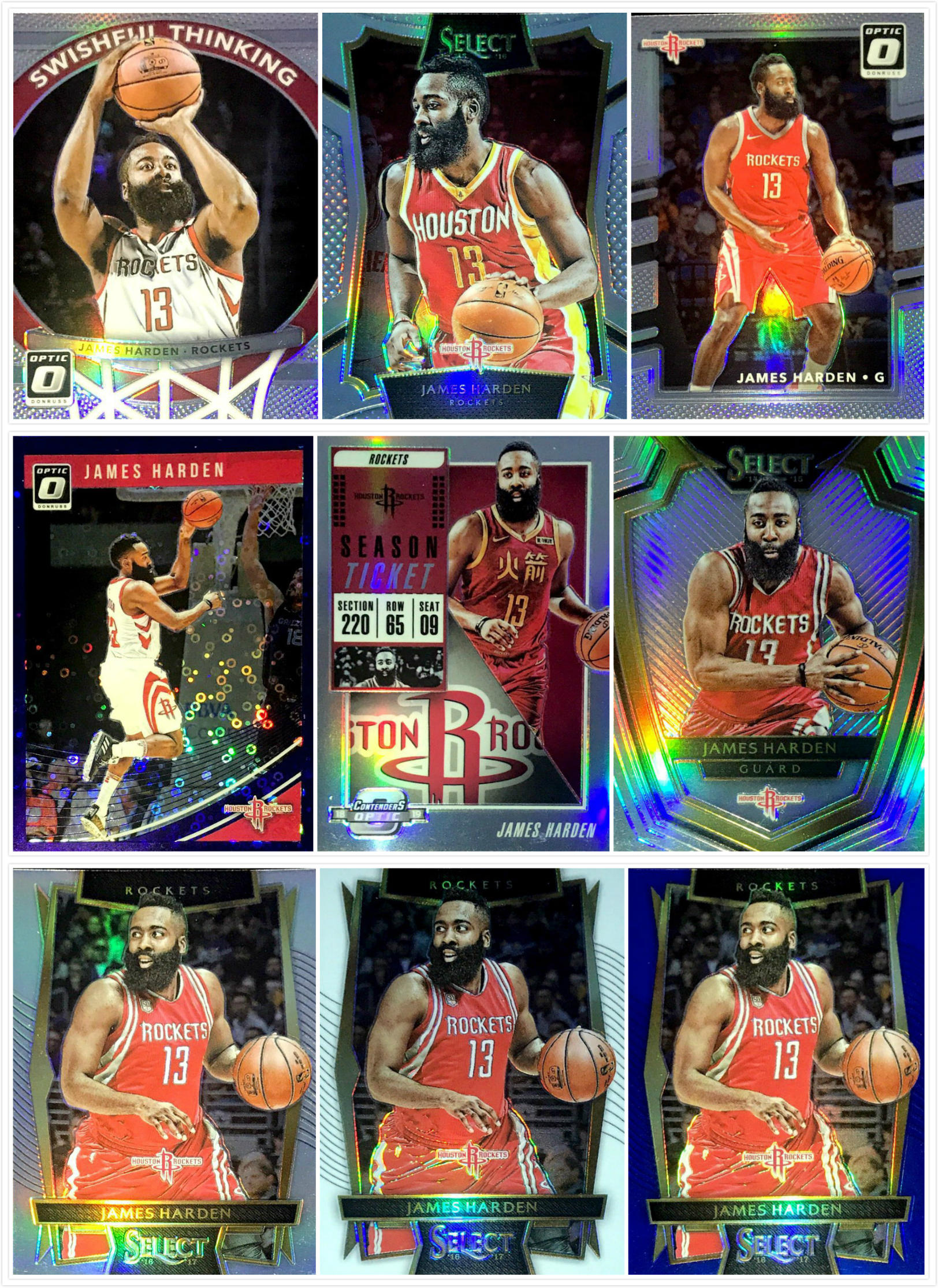 (iR) NBA star card Panini James Harden James Harden refracts Putka