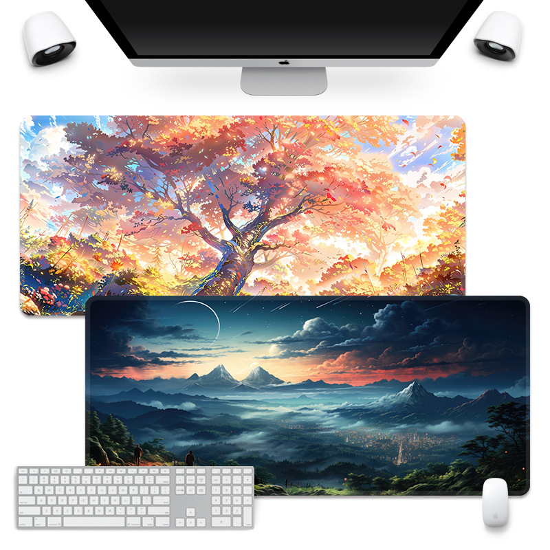 Scenery Aurora Clouds Sunset Sky Washable Office Mouse Pad Extra Large Game Computer Thickened Desk Pad