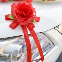 Wedding car fleet vice car decoration small flower special big red flower Korean version of groom bride and groom decoration supplies