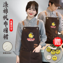 Canvas apron custom printed logo flower shop work clothes cake shop work clothes waterproof painting denim work clothes