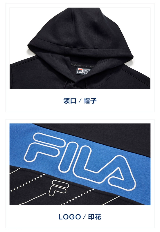 FILA chính thức của nam giới áo len có mũ trùm đầu 2020 mùa đông mới twill LOGO thời trang áo len hợp thời trang nam - Thể thao lông cừu / jumper