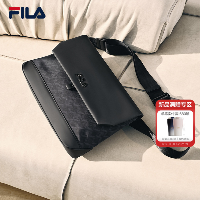 Black Warrior Satchel | Fila Official Men's Bag, Old Pattern, New Summer Style Messenger Bag, Fashionable Single Shoulder Crossbody Bag Black Warrior Satchel | Fila Official Men's Bag, Old Pattern, New Summer Style Messenger Bag, Fashionable Single Shoulder Crossbody Bag