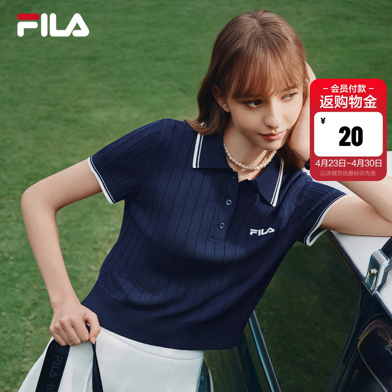 Sun Qian's Same Style Fila Short-Sleeved Elite Polo Shirt for Women 2026 Summer New Short Slim-Fit Knitted T-Shirt