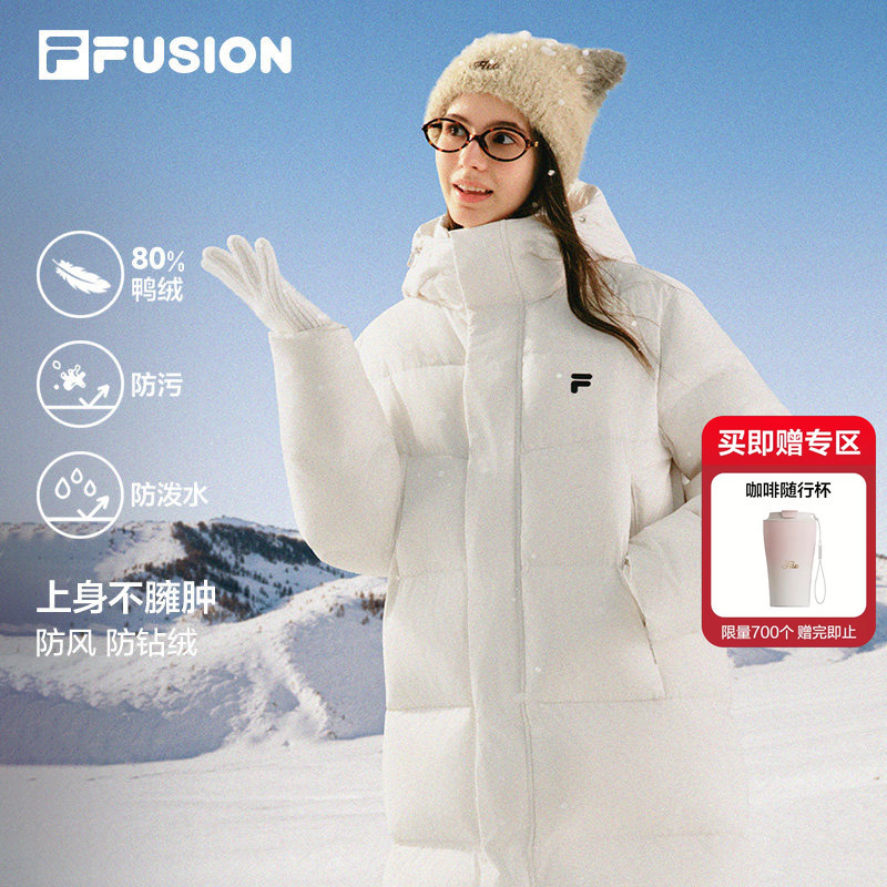 Fila Puffy down Jacket | Fila Trendy Mid-Length down Jacket 26 Winter New Style Women's Loose Warm Coat Men's