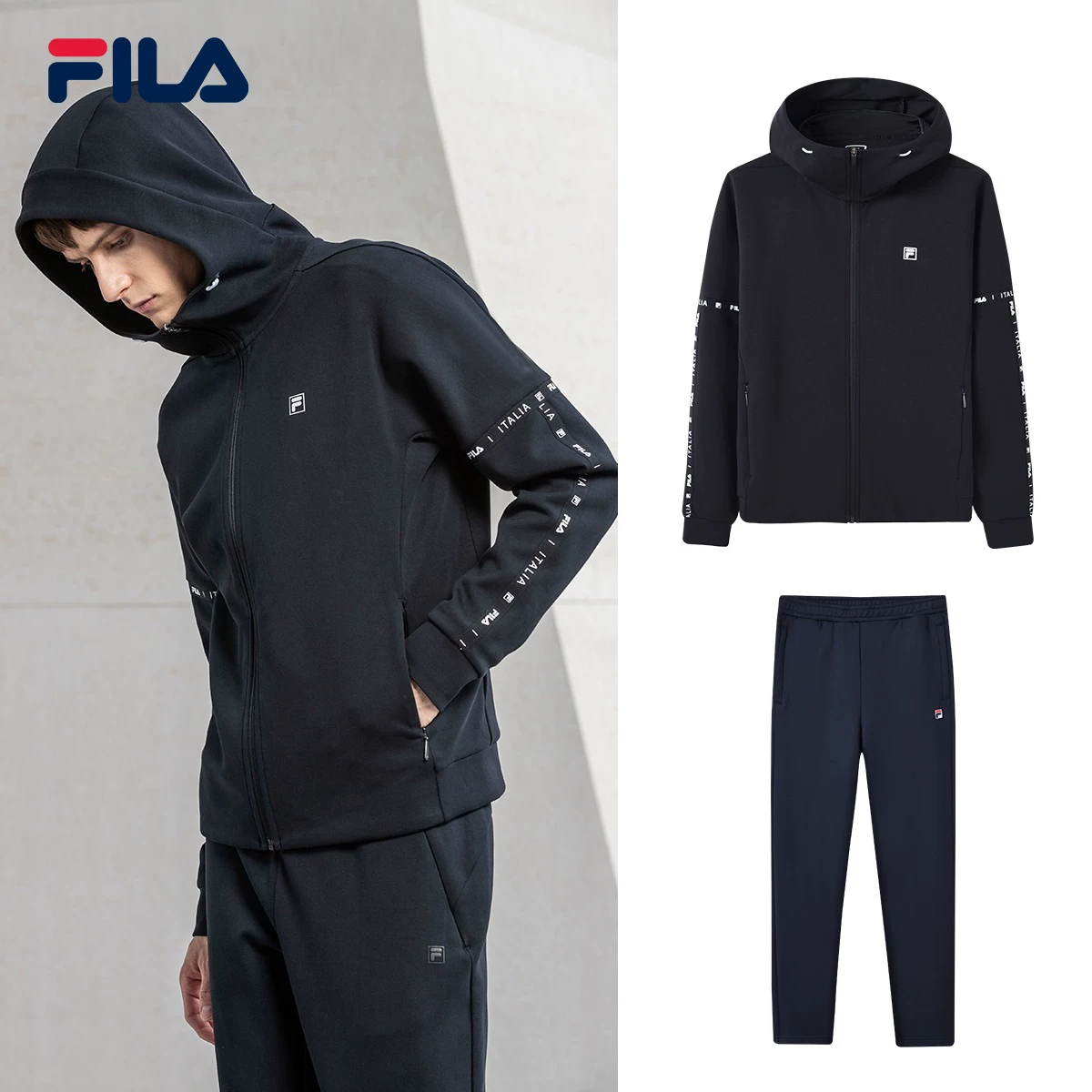 Spring set, hoody for leisure, trousers, 2019, loose straight fit