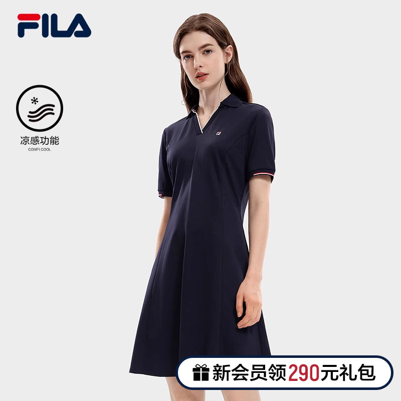 (HIGH ROUND THE SAME PARAGRAPH) FILA Filatte official woman knit dress 2023 autumn new cool dress-Taobao