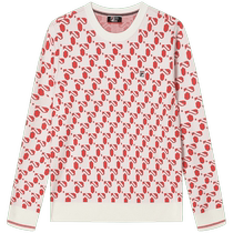 FILA File Official Womens Knitting Shirt 2023 Winter New Love Full Print Fashion Casual Cover Sweater