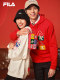 FILA 叕运蛇斐乐情侣连帽新年红色氧气卫衣男女连帽卫衣