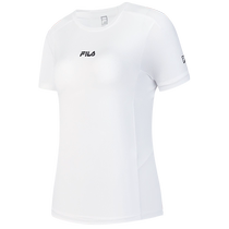 FILA official womens knitted short-sleeved shirt 2024 autumn new fitness sports simple cool white T-shirt