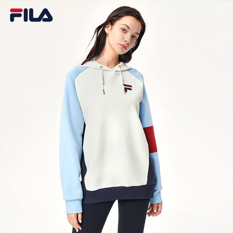 FILA Fila women's hooded sweater winter new trend loose all-match fashion color matching casual pullover women