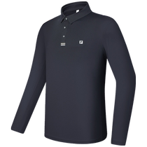 FILA official mens knitted long-sleeved POLO shirt 2024 winter new golf sports sun protection top