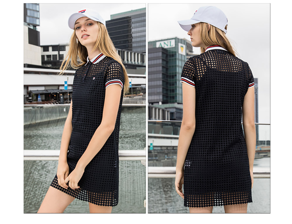 FILA Fila cao vòng thể thao váy 2018 mùa hè mới POLO ngắn tay áo hai mảnh váy quần áo the thao nữ mùa hè