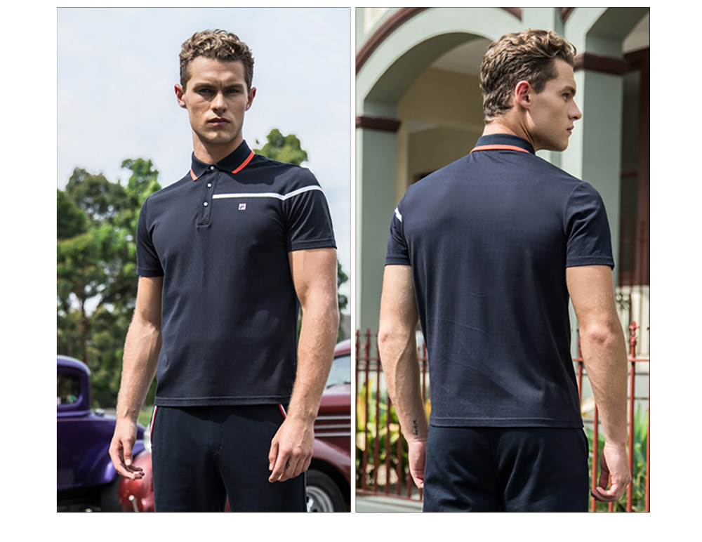 FILA Fila nam ngắn tay áo polo 2018 mùa hè mới kinh doanh bình thường độ ẩm hấp thụ thể thao thoáng khí POLO nam polo nữ