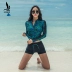 Áo tắm ba mảnh kỳ lạ nữ tay dài chia tay áo tắm che bụng phong trào bảo thủ Hàn Quốc là áo tắm mỏng lò xo cỡ lớn Bộ đồ bơi hai mảnh
