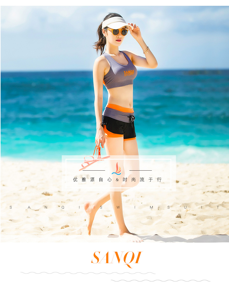 Ba lẻ đồ bơi nữ bảo thủ chia boxer shorts thể thao mặc bikini ngực nhỏ tập hợp sinh viên slim kích thước lớn đồ bơi đồ bơi 2 mảnh đẹp