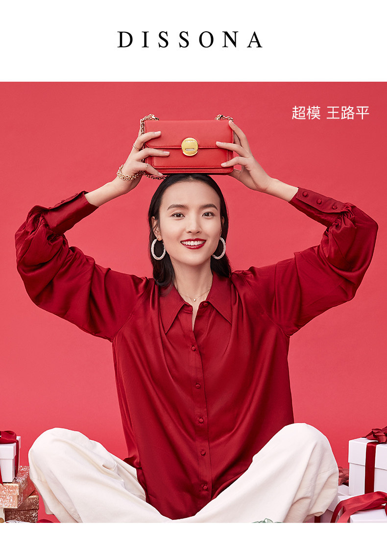 迪桑娜 真皮手工时尚链条包 小方斜挎包 图2
