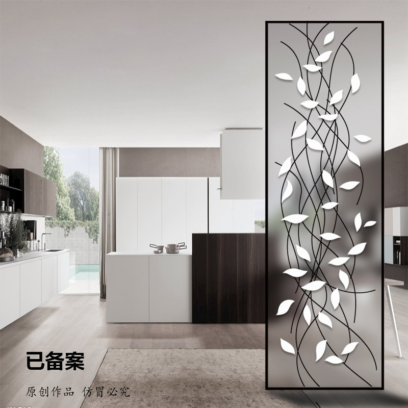 Modern simple living room art glass screen partition light luxury water resistant decoration of light wall small household type customization