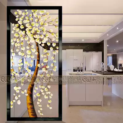 New pilot Art screen partition living room tempered glass small apartment American light luxury porch money tree