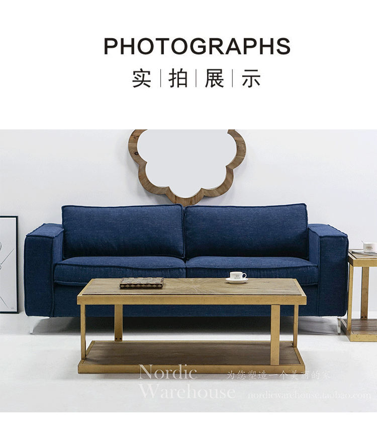 Đất nước Mỹ cũ đồ nội thất retro Bàn cà phê bằng gỗ rèn vàng / bàn cà phê gỗ cây du già - Bàn trà bàn tròn phòng khách