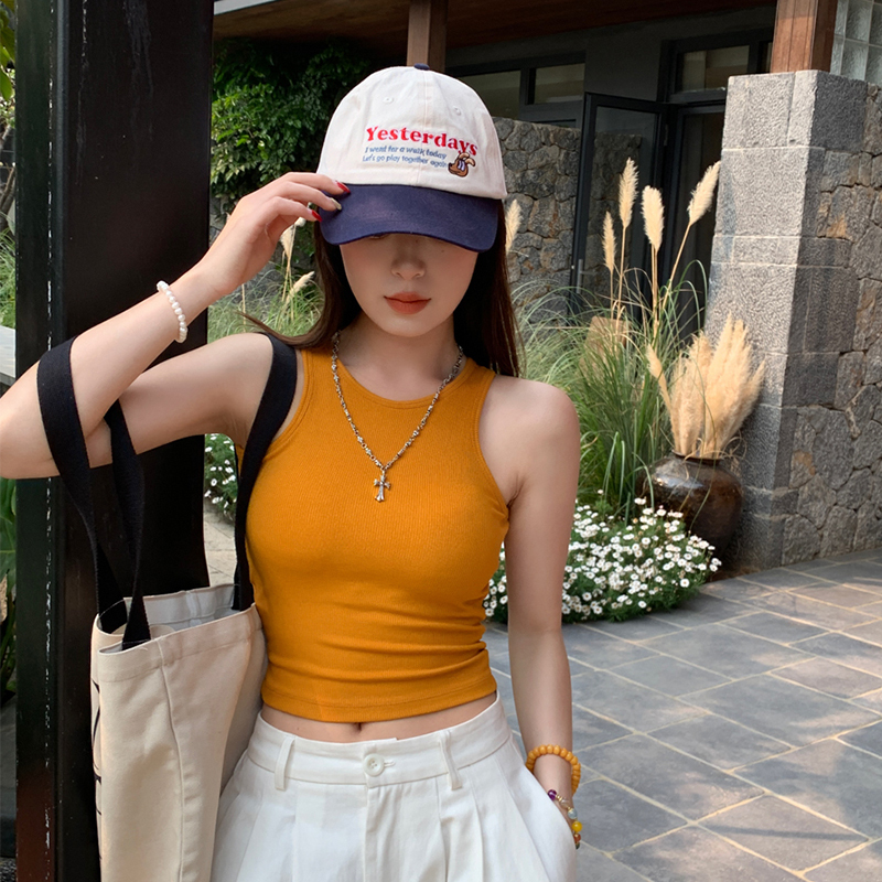 Longmei Orange Camisole with Chest Pads, Women's Outerwear or Inner Wear, 2026 Spring/Summer New Sleeveless Top