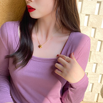 Modell slats undershirt woman long sleeve T-shirt V collar slim fit 2022 Spring and autumn new 100 hitch blouses