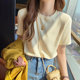 Short-sleeved women's summer 2024 new round neck waffle solid color t-shirt ins loose half-sleeved top white T-shirt