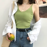 2018 phụ nữ mới port rượu vang retro chic sling đáy áo không tay đan áo vest nữ mùa hè