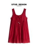 UTUD DESIGN Summer sweet and skin-friendly Tencel lace tank top slimming babydoll dress for women