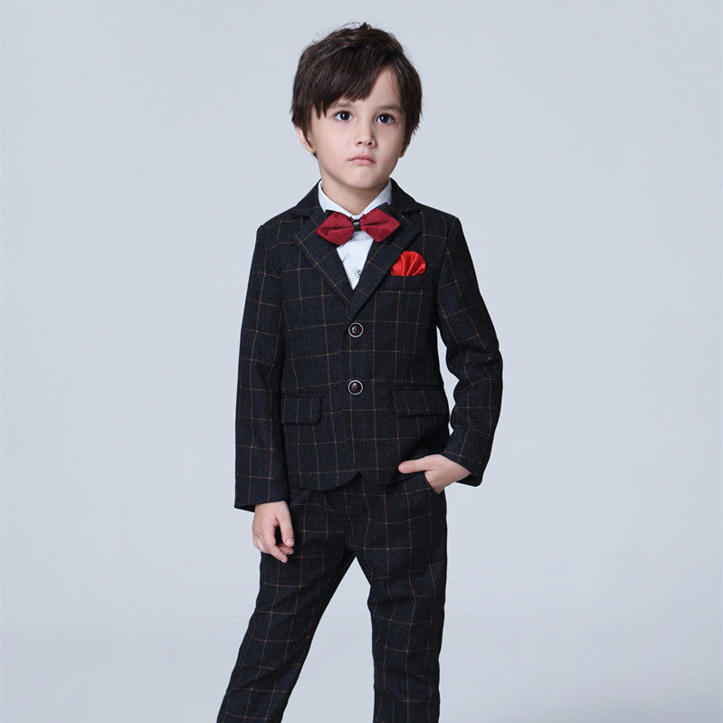 Boys suit suit three-piece children's dress British style baby one-year-old autumn flower girl wedding host dress