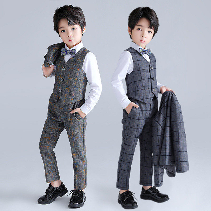 Children's small suit handsome boy suit piano performance flower girl wedding boy one year old dress autumn baby catwalk