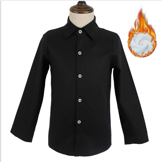 Children's suit long-sleeved shirt bottoming dress plus velvet thick autumn and winter Korean version of the British style boy anti-wrinkle thick suit