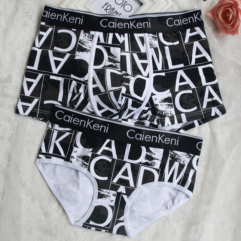 Lovers Briefs Pure Cotton Underwear Sets Personality Creative Sports Crotch 100% Whole Cotton Men's Flat Corner Women's Triangle Mid Waist