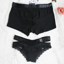 Couple underwear fun passion Transparent mesh lace ice silk mens boxer womens triangle underwear set sexy and hot