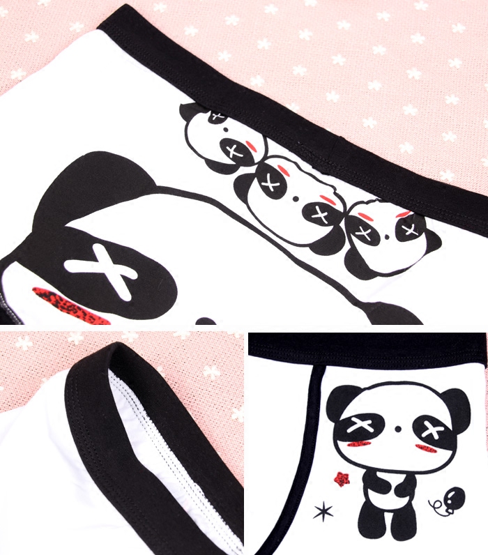 Phim hoạt hình Panda Eyes Cặp đôi Đồ lót Quần lót Cotton Men Boxer Phụ nữ Dễ thương Sexy Bộ quần lót nữ cạp cao