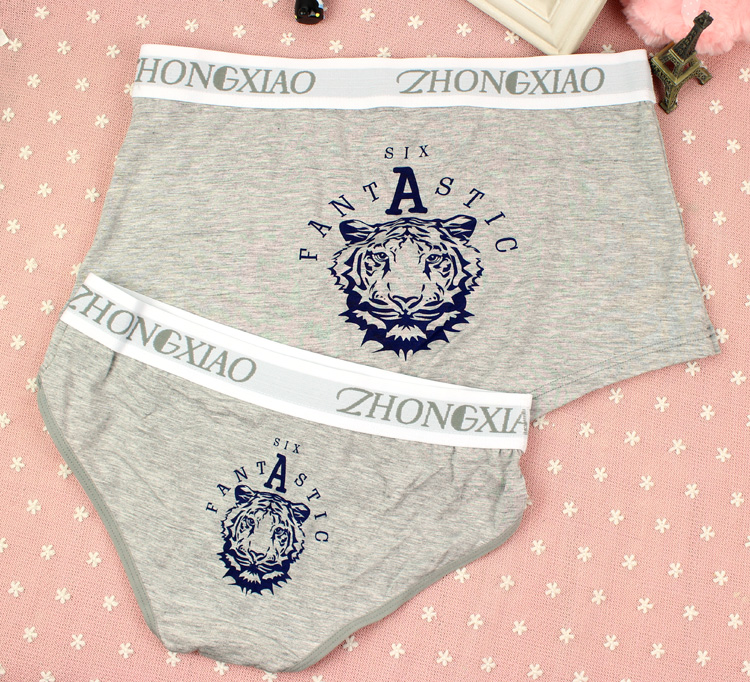 Sáng tạo dễ thương mod đầu hổ gợi cảm đôi bông đồ lót nam boxer nữ tam giác đồ lót quần lót đôi nam nữ in hình ngộ nghĩnh