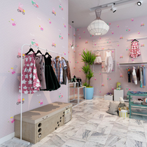  Cartoon pink pig Paige wallpaper PVC blue cute childrens clothing store childrens shoes store maternal and child supplies store decoration
