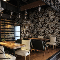 Post-modern style metal wind machine roller gear wallpaper bar band lead singer Net red background wallpaper