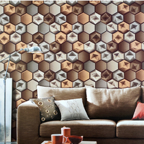 3D modern fashion Nordic three-dimensional red imitation soft bag geometric hexagonal KTV hotel TV background wall wallpaper
