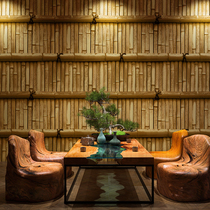  New Chinese bamboo bamboo raft pattern wallpaper teahouse study Modern Chinese Internet cafe tea bar wallpaper background wall