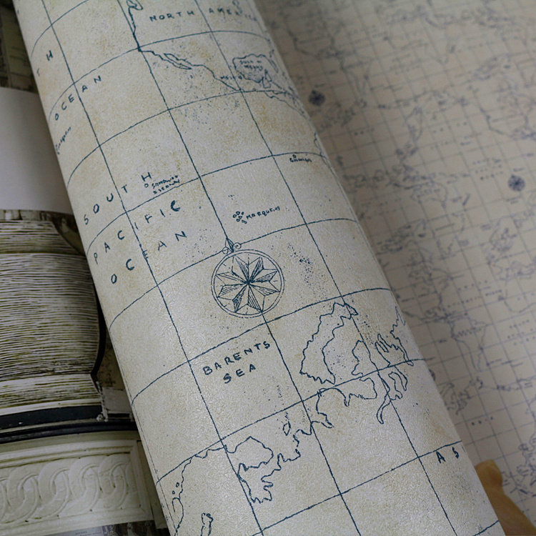 Mediterranean blue Europe type restore ancient ways map wallpaper children room study wallpaper collocation section study wallpaper