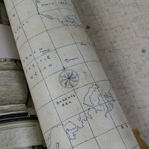 Mediterranean blue European retro map wallpaper Childrens room study wallpaper with study wallpaper