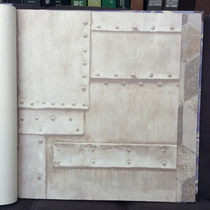 Post-modern industrial wind gray-white tin rivet pattern wallpaper Nordic loft apartment bar tea restaurant wallpaper